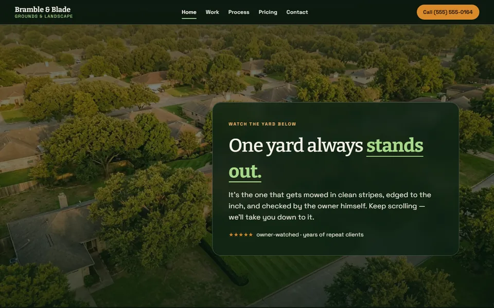 The opening screen of the lawn and landscape demonstration build