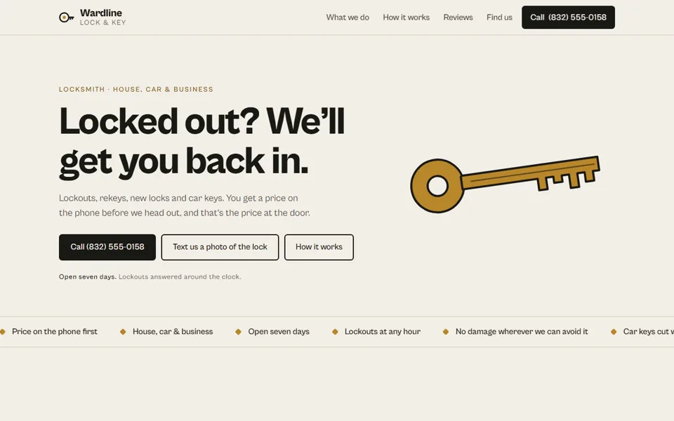 The opening screen of the locksmith demonstration build
