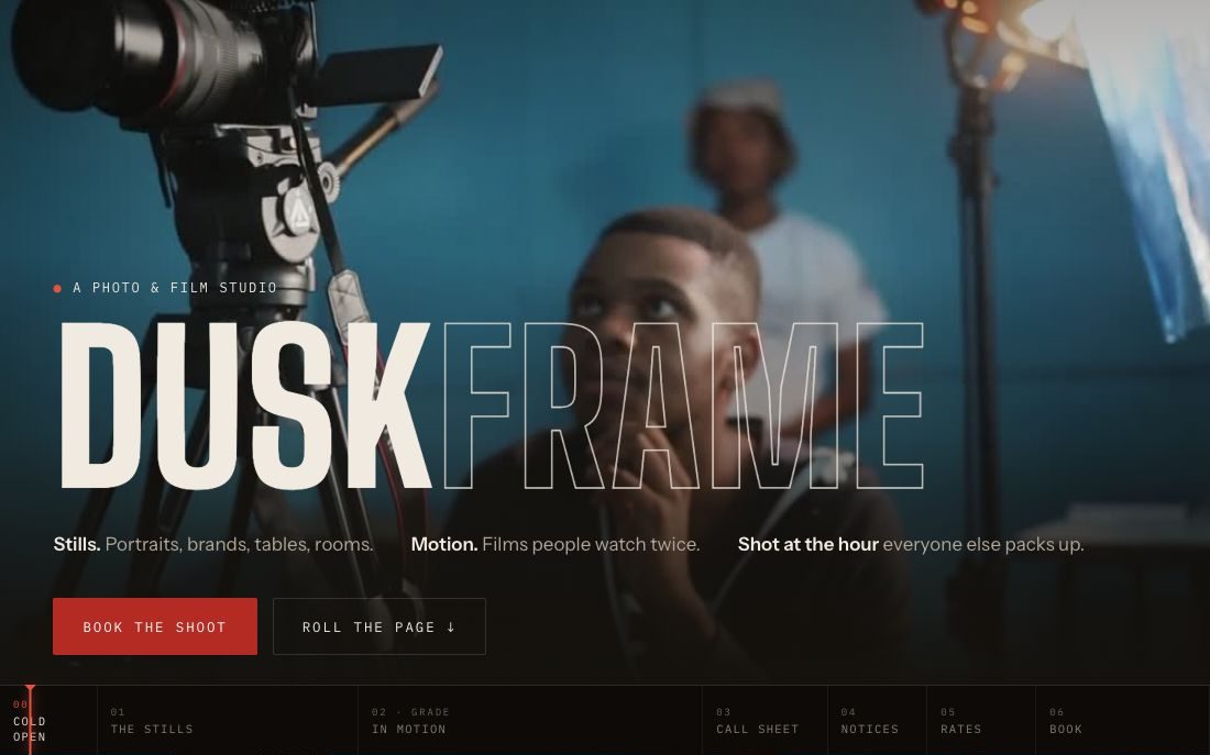 A screen from the photo and film studio demonstration build