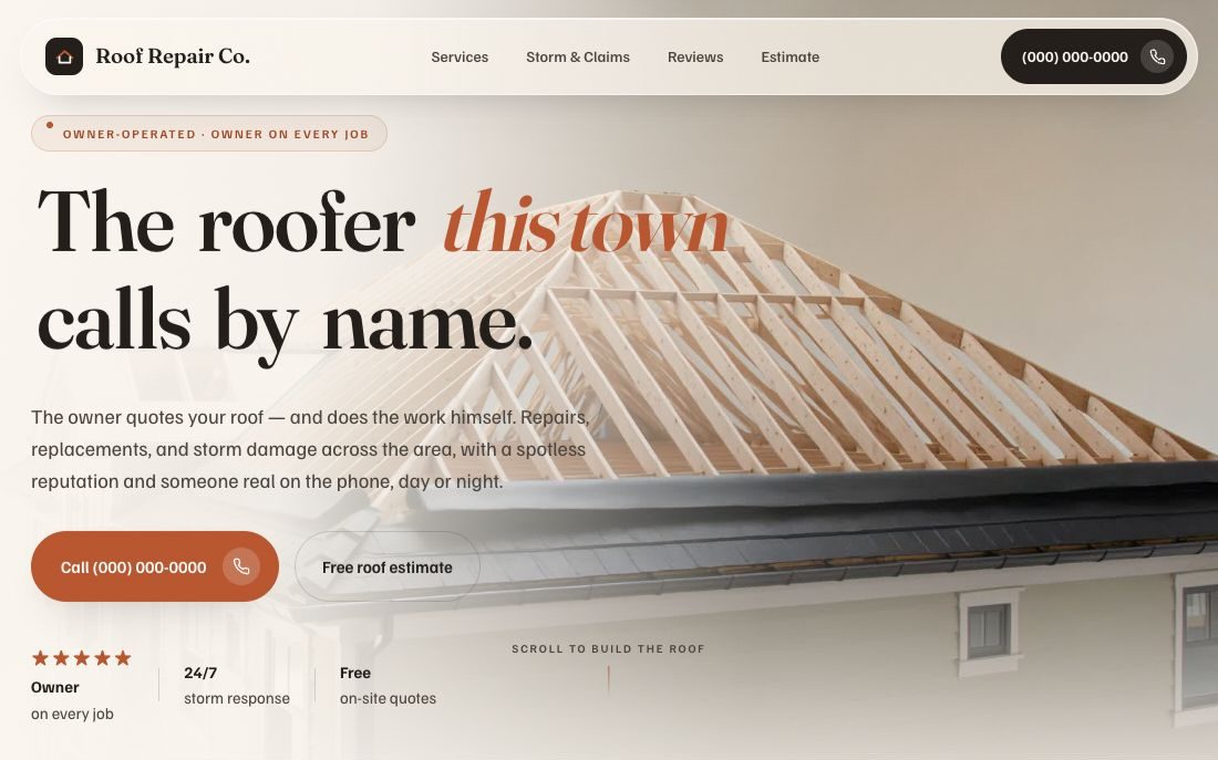 A screen from the roofing demonstration build