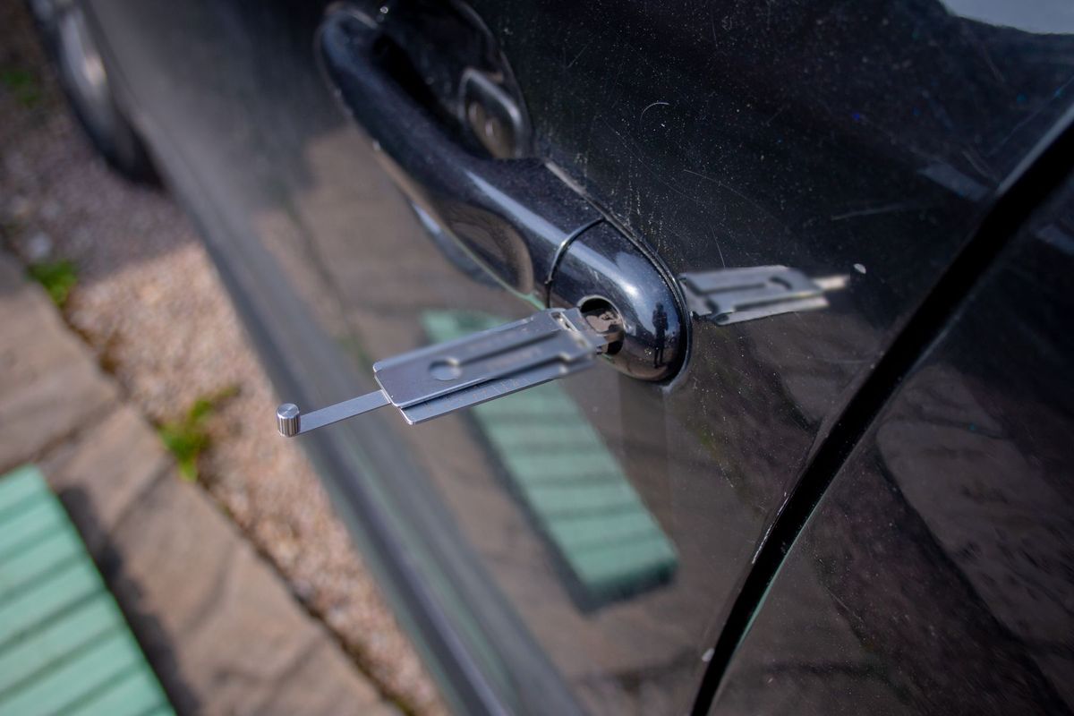 A lock tool in a car door lock
